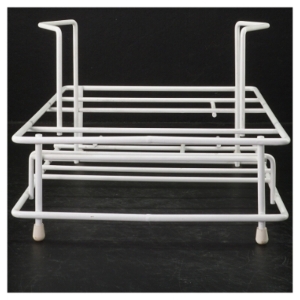 Hvidt stativ/reol til opbevaring af tallekner/kopper i metal (str. 24 x 24,5 cm. og. 20 x 24,5 cm)