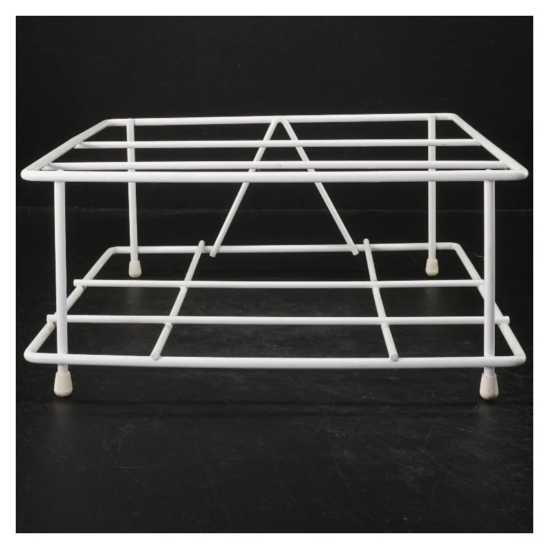 Hvidt stativ/reol til opbevaring af tallekner/kopper i metal (str. 24 x 24,5 cm. og. 20 x 24,5 cm)