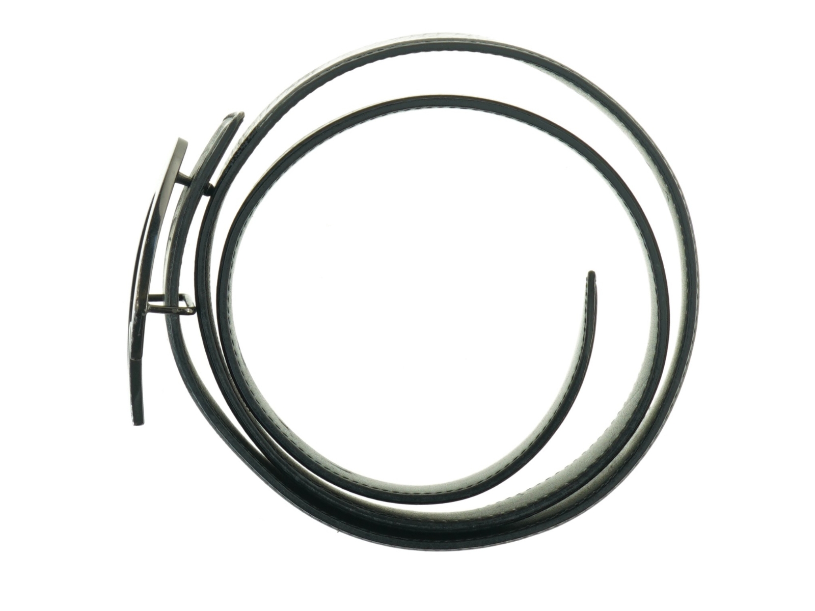 Sort læderbælte med metalspænde G (Guardiani) (str. 90 cm)
