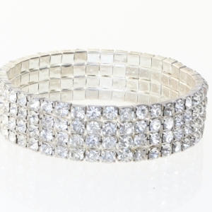 Simili sten besat armbånd (str. Ø. 5,5 cm)