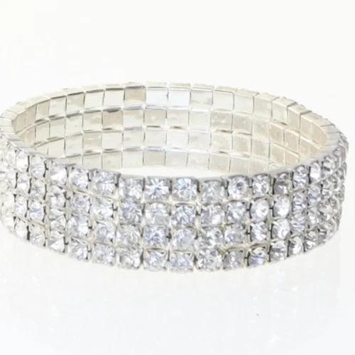 Simili sten besat armbånd (str. Ø. 5,5 cm)