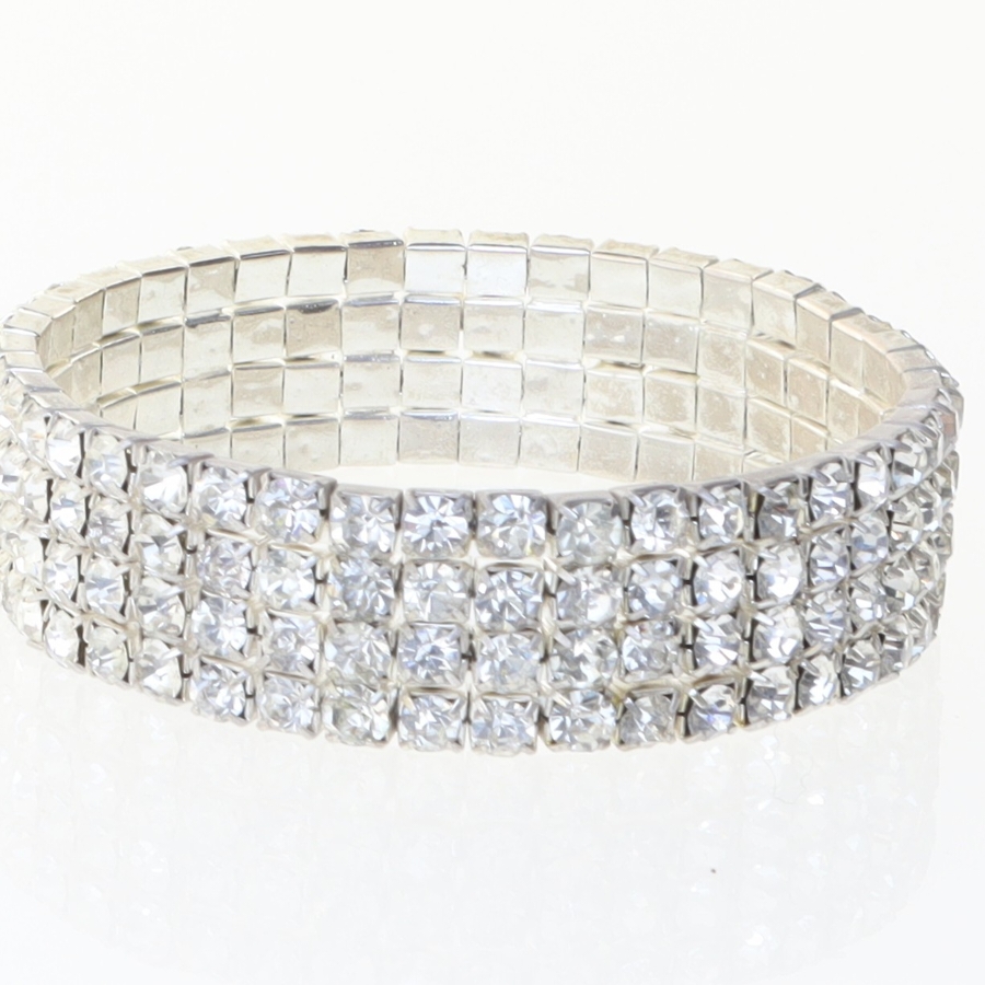 Simili sten besat armbånd (str. Ø. 5,5 cm)