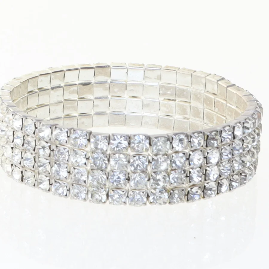Simili sten besat armbånd (str. Ø. 5,5 cm)