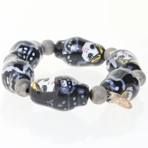 Håndmalet glasperlearmbånd (str. Ø 5 cm)