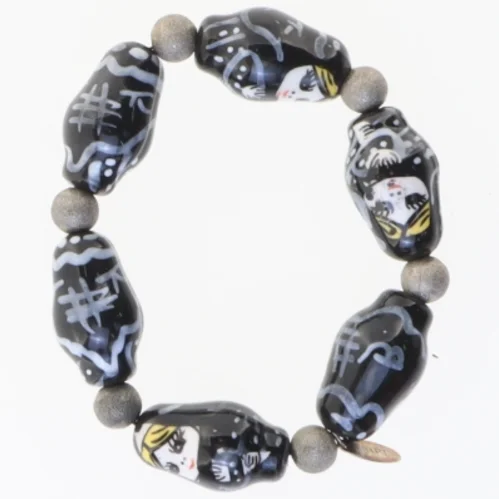 Håndmalet glasperlearmbånd (str. Ø 5 cm)