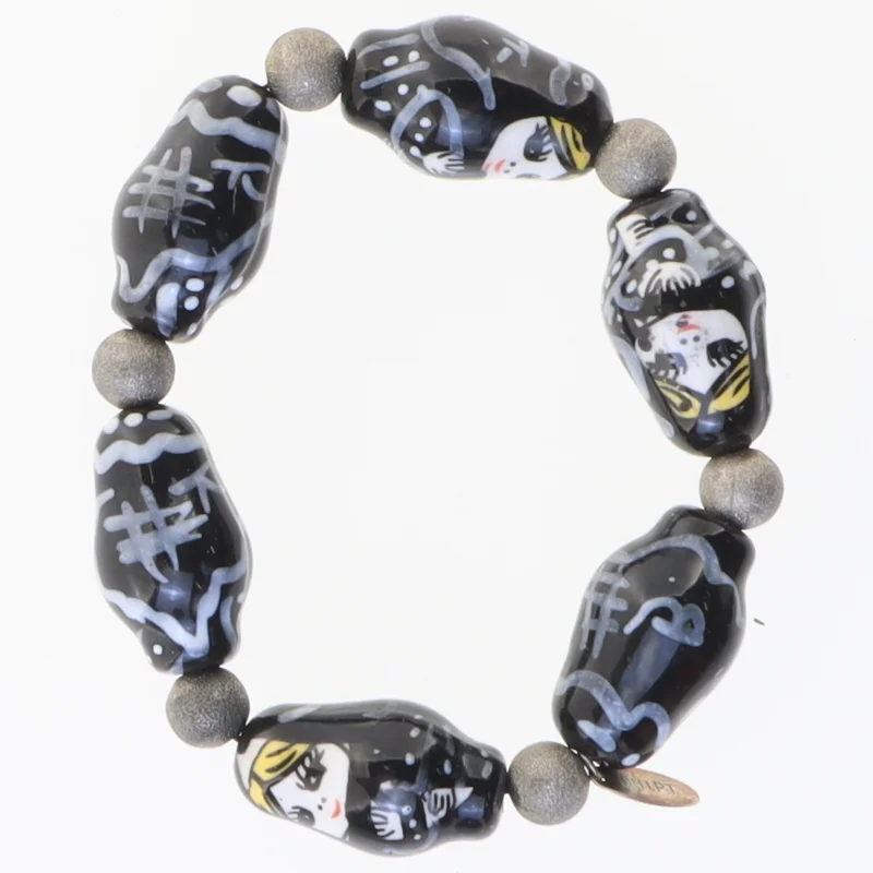 Håndmalet glasperlearmbånd (str. Ø 5 cm)