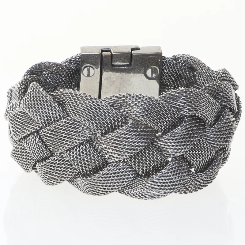Flettet sølvfarvet armbånd fra Dyrberg Kern (str. 20,5 cm)
