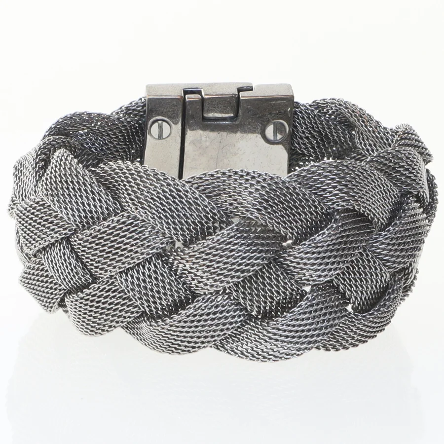 Flettet sølvfarvet armbånd fra Dyrberg Kern (str. 20,5 cm)