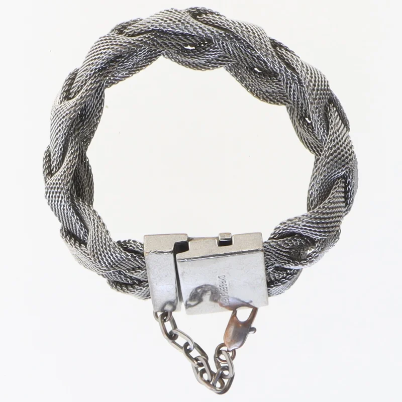 Flettet sølvfarvet armbånd fra Dyrberg Kern (str. 20,5 cm)