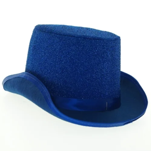 Blåt glitter festhat (str. Ø 30. cm)