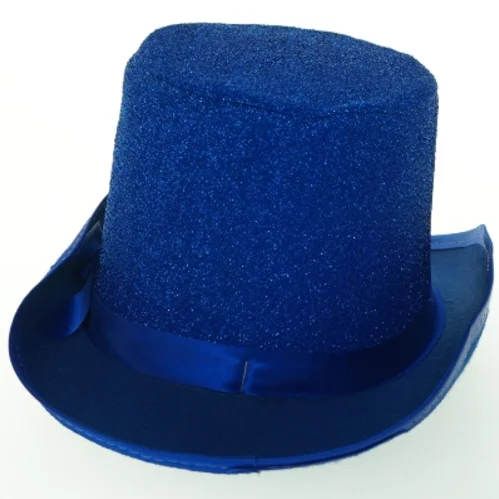 Blåt glitter festhat (str. Ø 30. cm)