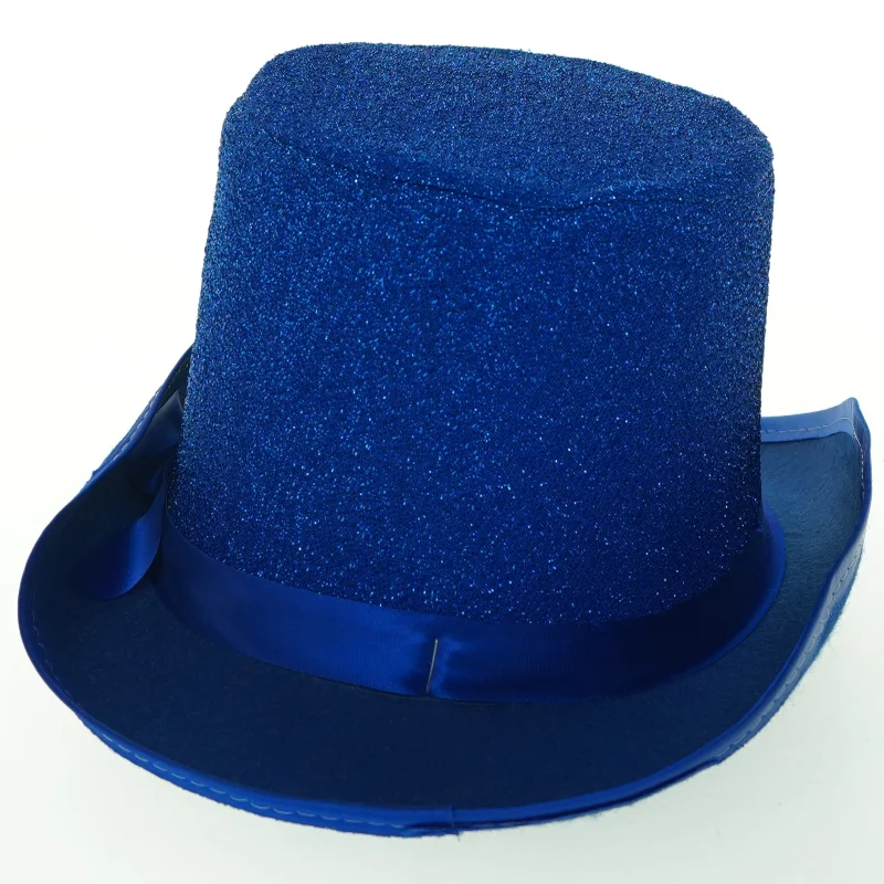 Blåt glitter festhat (str. Ø 30. cm)