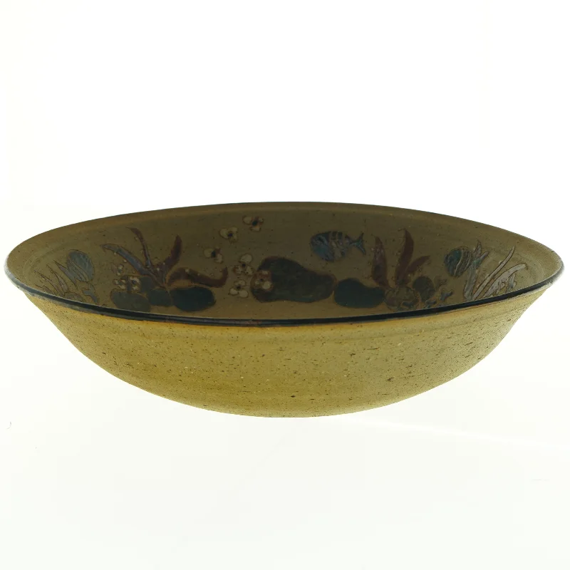Keramikfad med fiskemotiver (str. Diameter, 37 cm)