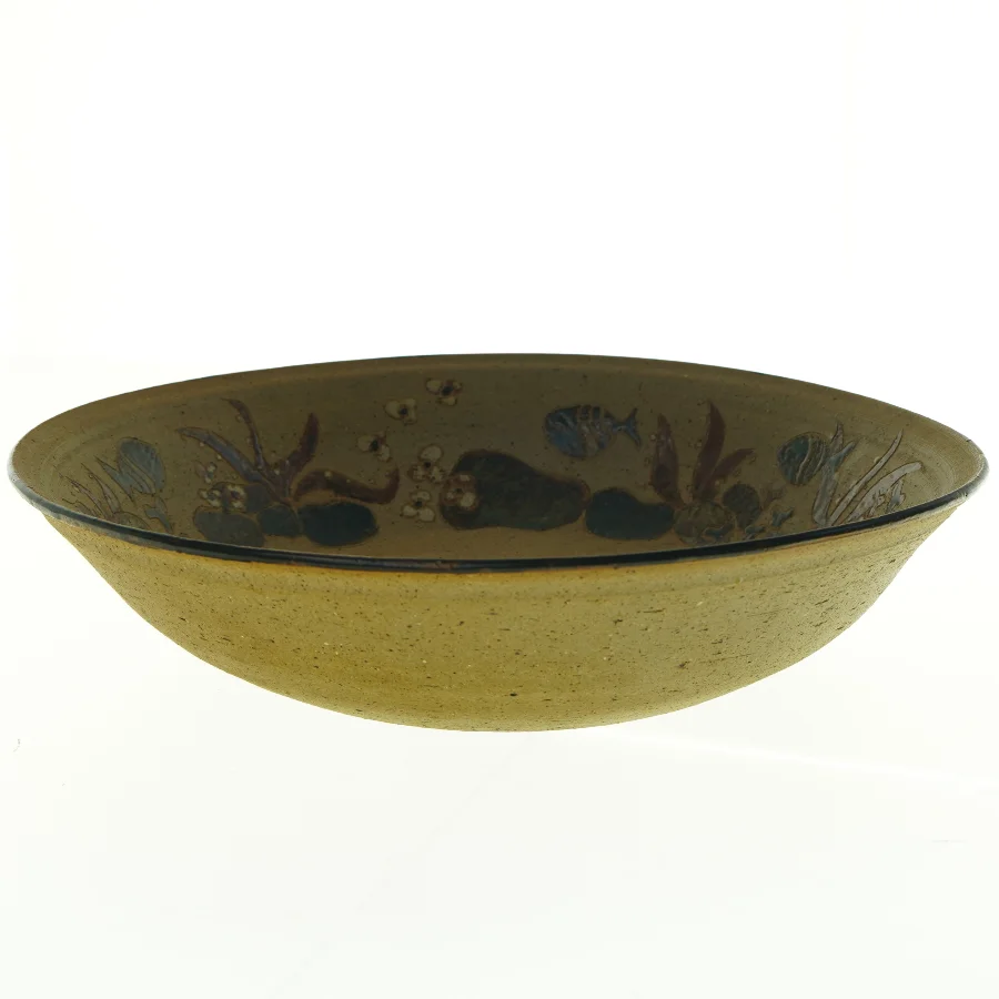 Keramikfad med fiskemotiver (str. Diameter, 37 cm)