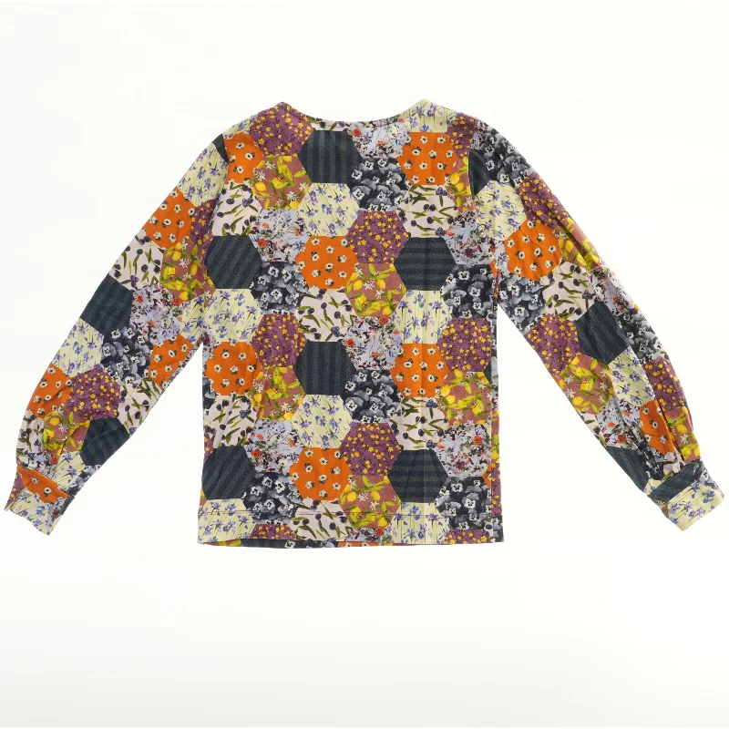 Molo bluse med patchworkprint (str. 140)