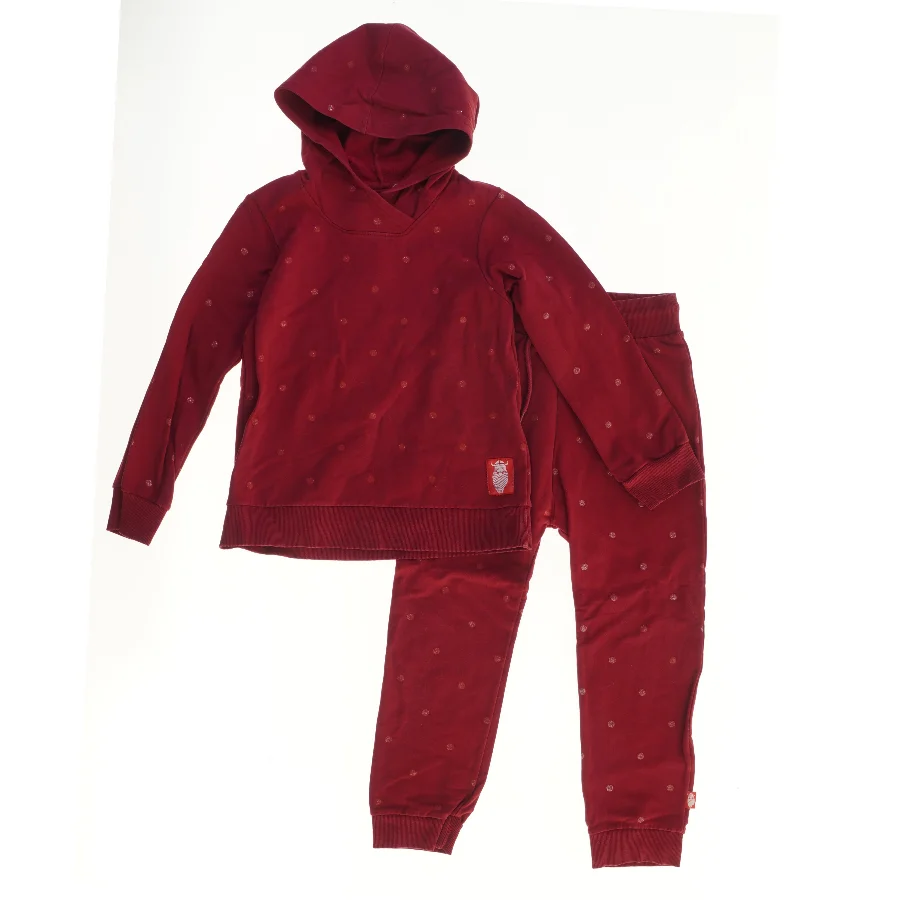 Danefæ mørkerødt sweatsæt med hættetrøje (str. 128)