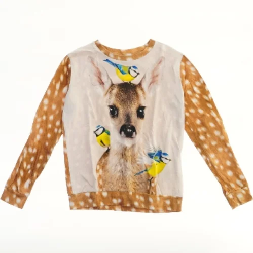 Molo sweatshirt med dådyrpelsprint (str. 140)