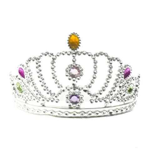 Prinsessetiara med farvede sten (str. Ø 13 cm)