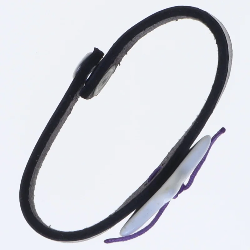 Louise Kragh læderarmbån med porcelænsstjerne fra Louise Kragh (str. Ø 5 cm)