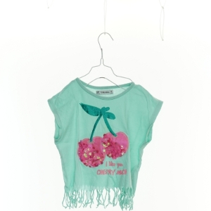 T-Shirt med kirsebær (str. 116 cm)