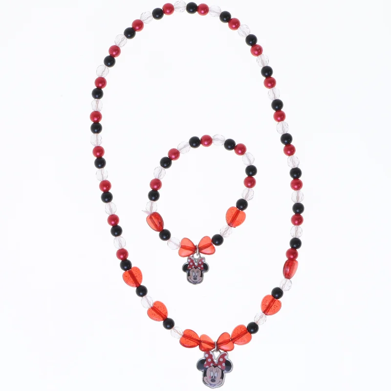 Disney Minnie Mouse halskæde og armbånd sæt fra Disney (str. 20 cm og 14 cm)