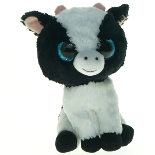 Sort og hvid tøjdyr ko (str. 15 x 9 cm)