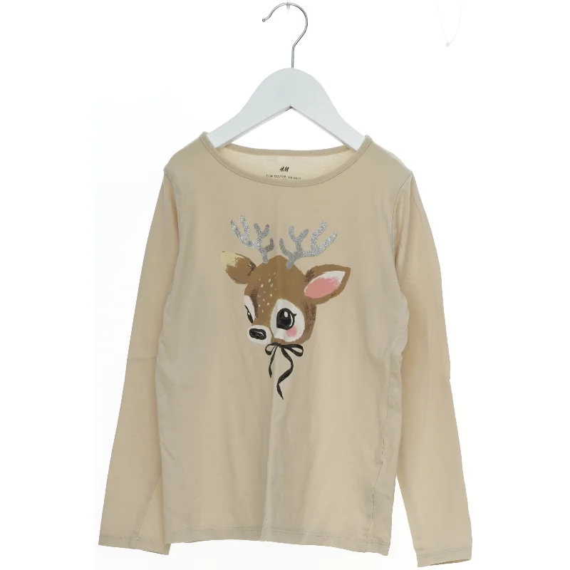 Langærmet bluse med dådyrmotiv fra H&M (str. 128)