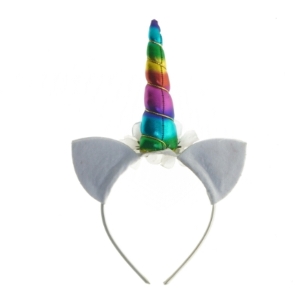 Unicorn hårbøjle med blomster (str. 27 cm)