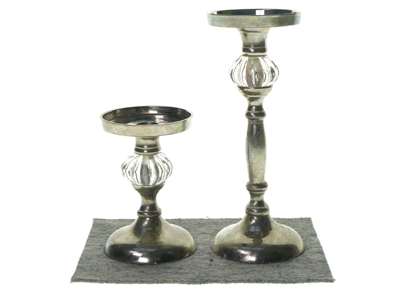 2 lysestager fra Lene Bjerre (str. 24 Og 14 CM)