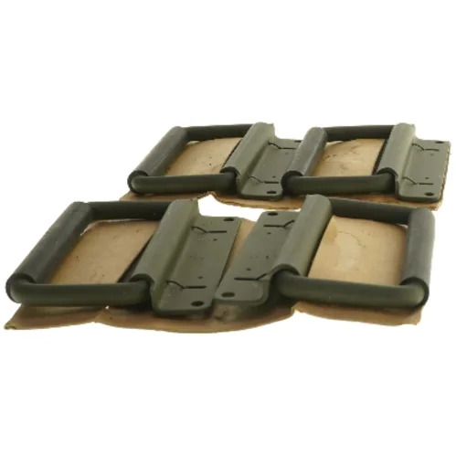 Grønlakerede håndtag til montering  kasser og andet. (str. 11,5x8 cm)