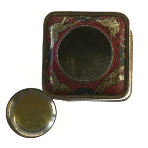 Stor gammel engelsk tedåse med kinesisk motiv (19,5 cm høj)