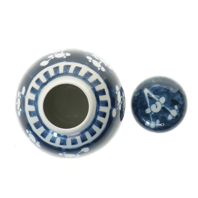 Gammel kinesisk ingefærkrukke med låg (højde 11,5 cm)