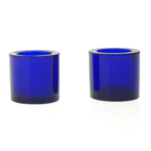 Blå glas lysestager fra Marimekko (str. Ø 6,5xh6 cm)