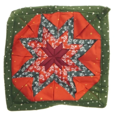 Quiltet grydelap med stjernemønster (str. 23x23 cm)