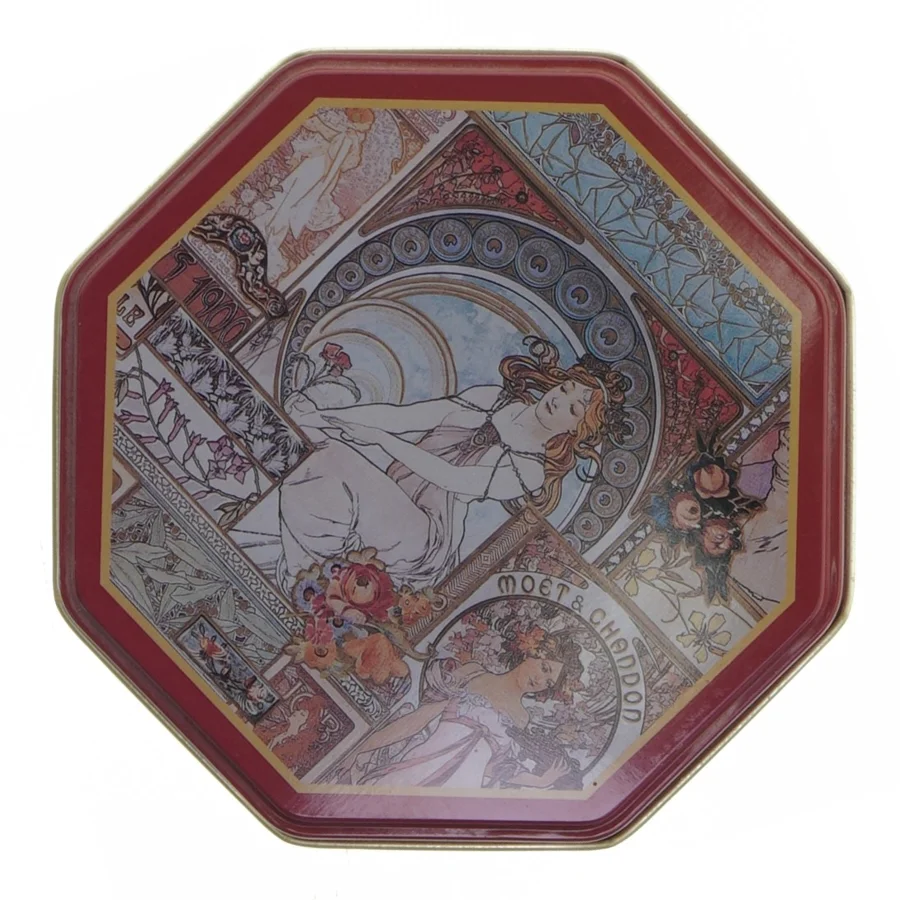 Dekorativ metaldåse (str. 11x12,5 cm)