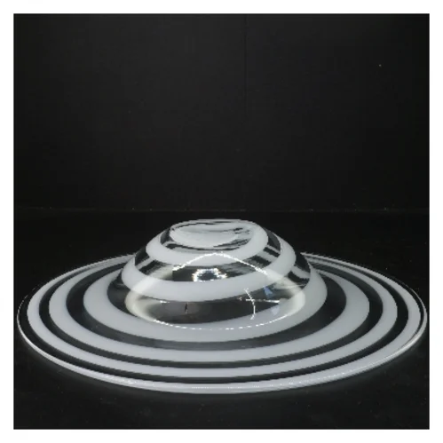 Glasfad med hvide striber (str. Ø 36 cm)