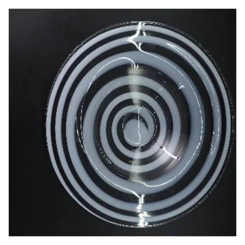 Glasfad med hvide striber (str. Ø 36 cm)