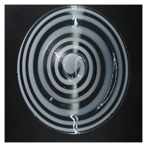 Glasfad med hvide striber (str. Ø 36 cm)