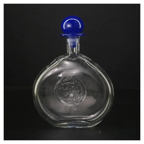 Rund karaffel med blå prop (str. 19 cm)