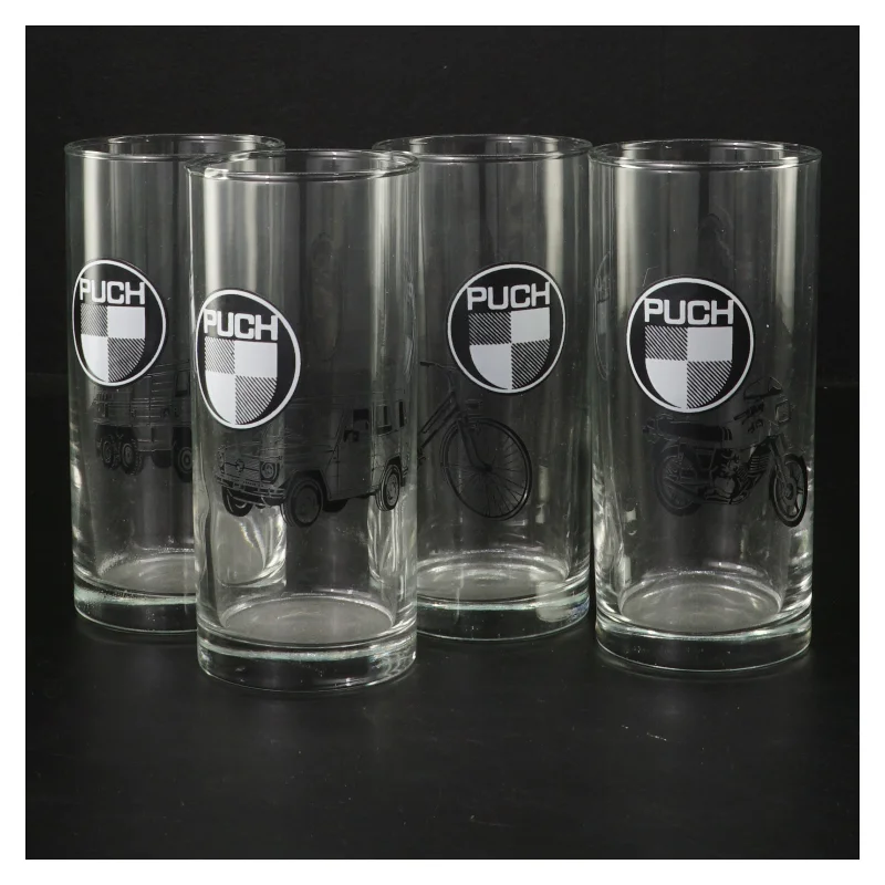 4 glas med Puch-logo fra Puch (str. Ø 6,5x13 cm)