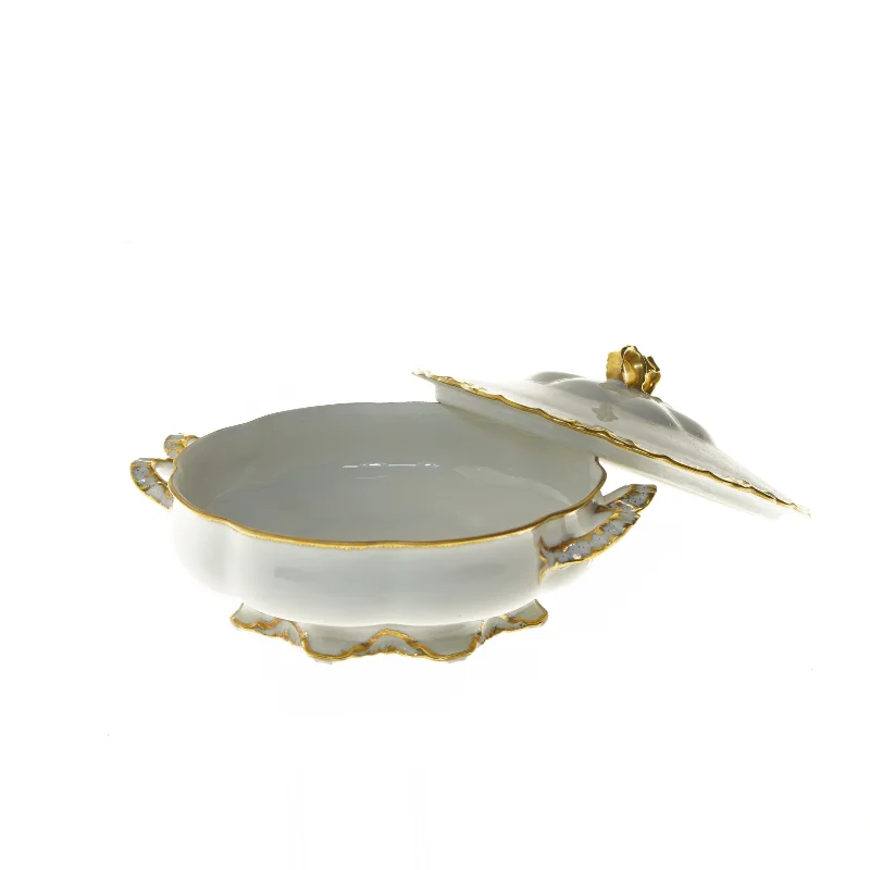 porcelæns skål med låg fra Haviland (str. Ø 21x8 cm)