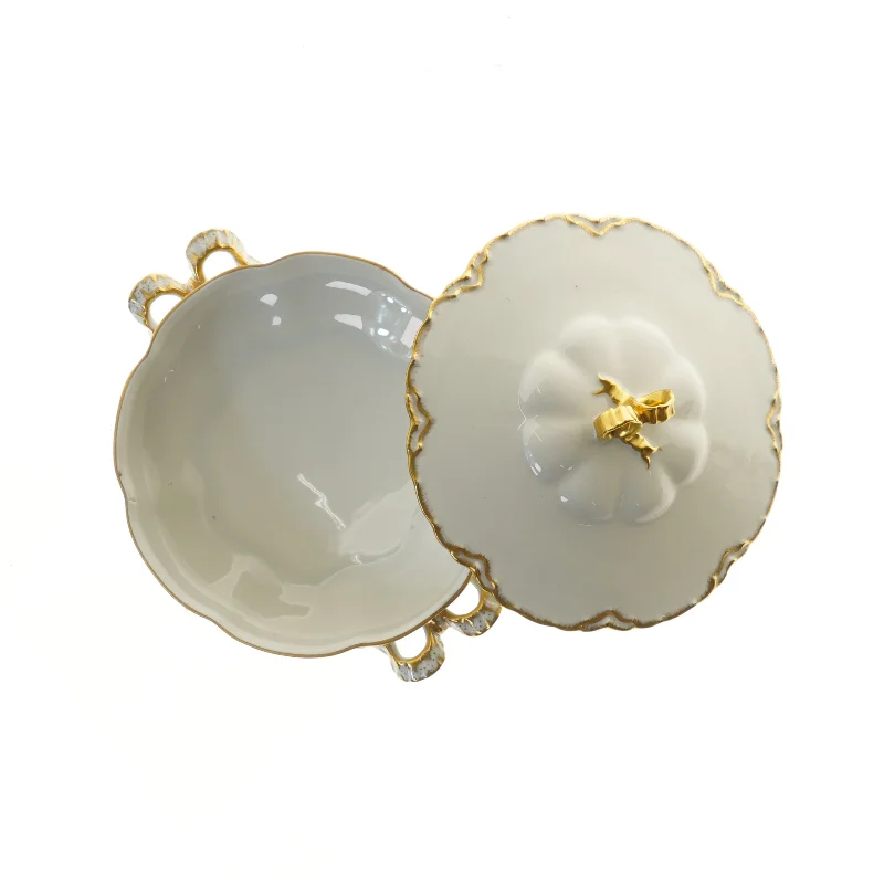 porcelæns skål med låg fra Haviland (str. Ø 21x8 cm)