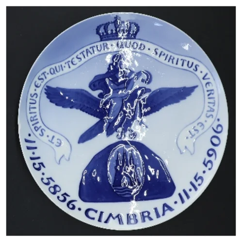 Porcelænsplatte med blå design fra Royal Copenhagen (str. Ø 22,5 cm)