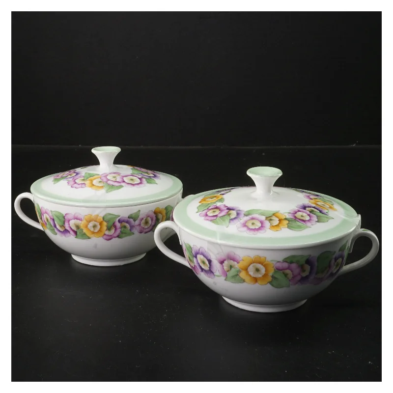 Suppeterriner med låg, blomstermønster fra B&G (str. 2 stk 14 cm)