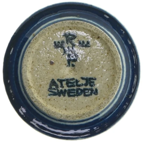 Skål med blå spiraldesign fra Atelje Sweden (str. Ø 15,5 cm)