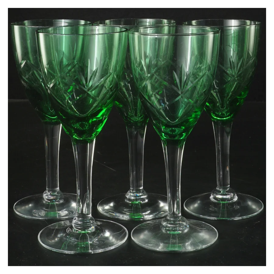 Grønne Ulla vinglas, 5 stk (str. 5 stk Ø 6,5 cm længde 15 cm)