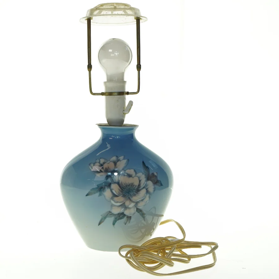 Porcelænslampe med blomstermotiv (str. 42 cm)