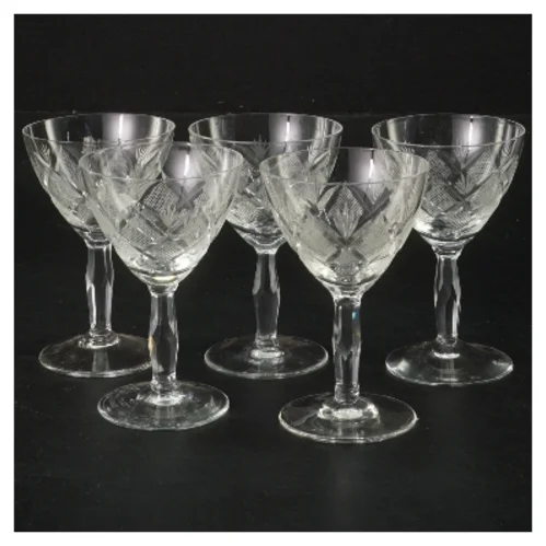 Wien Antik Krystalglas sæt 5 stk (str. 6 stk Ø 5,5 cm længde 8,5 cm)