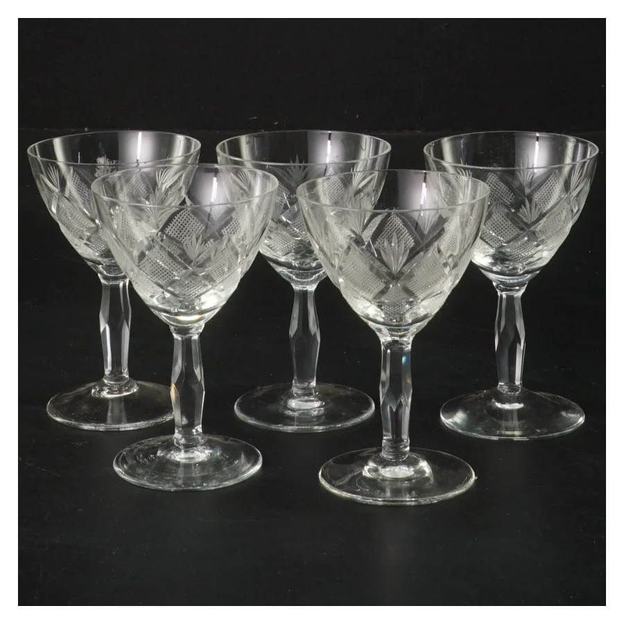 Wien Antik Krystalglas sæt 5 stk (str. 6 stk Ø 5,5 cm længde 8,5 cm)