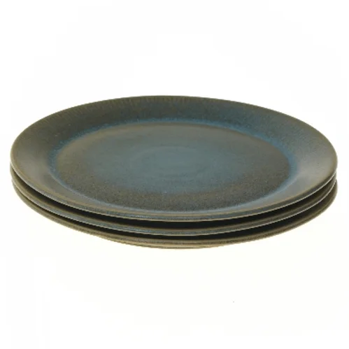 Grøn Nøddebo stentøjs tallerkener fra Knabstrup (str. 3 styk, ø 24,5 cm)